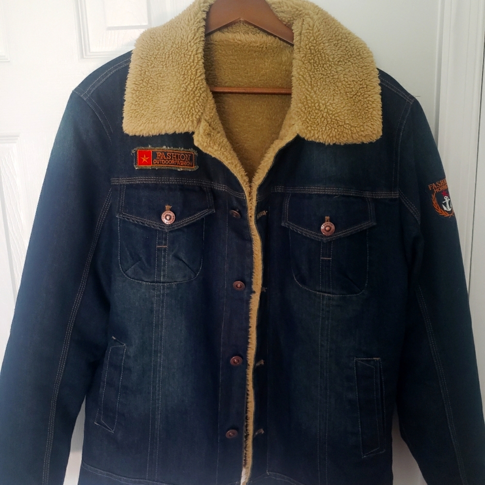 AMERICAN EAGLE Men's Denim Fur Jacket